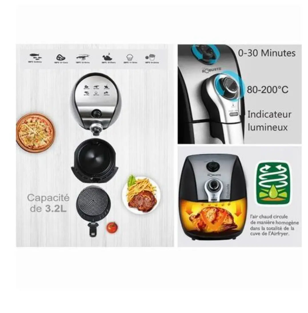 Robuste Friteuse Électrique Sans Huile - Air Fryer - 3.2 Litres - 1500 Watts - مقلاة هوائية SASHOPDZ Robuste Friteuse Électrique Sans Huile - Air Fryer - 3.2 Litres - 1500 Watts - مقلاة هوائية SASHOPDZ